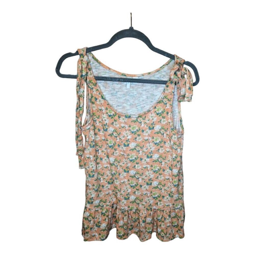 Cato Fashions Sleeveless Floral Top Size Medium with Tie Up Shoulder Detail Wome